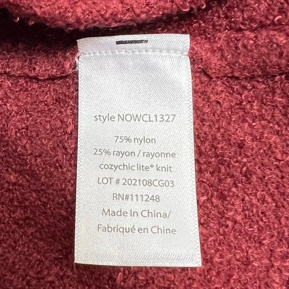 New Barefoot Dreams Cozychic Lite Long Open Front Cardigan Garnet NWT Women’s XS - Picture 13 of 13